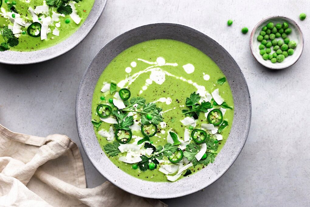 Spicy Thai Green Curry Pea Soup