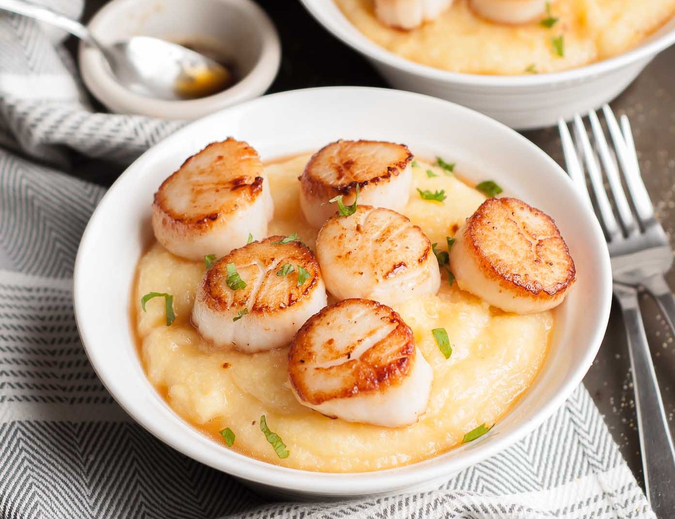 Brown Butter Scallops with Polenta