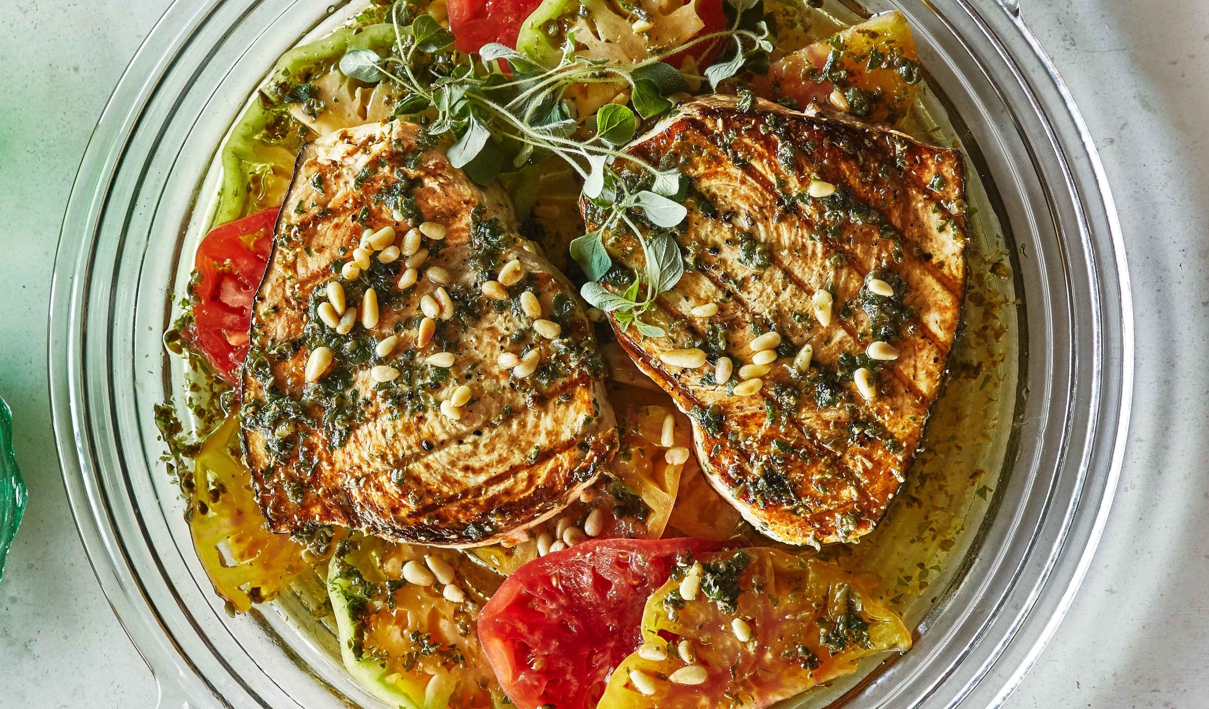 Grilled Swordfish with Tomatoes and Oregano