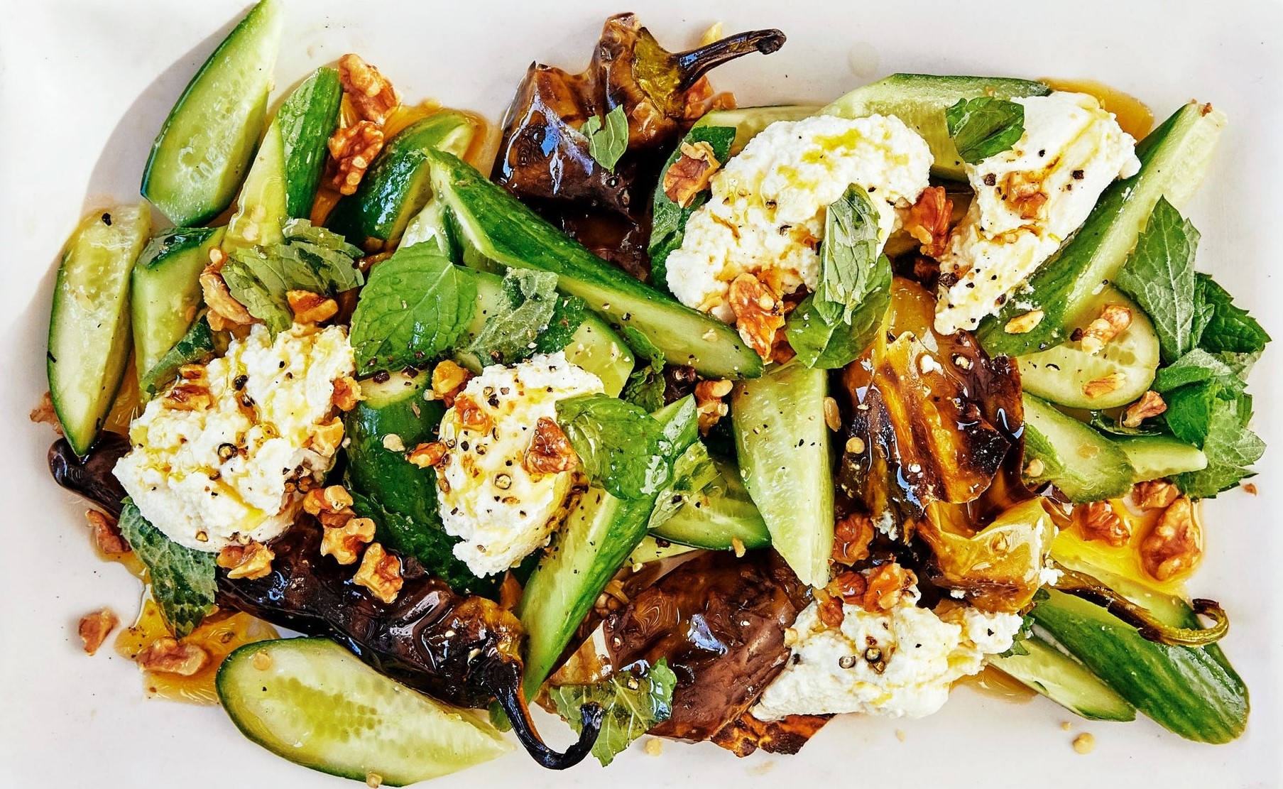 Charred Peppers Salad With Cucumbers